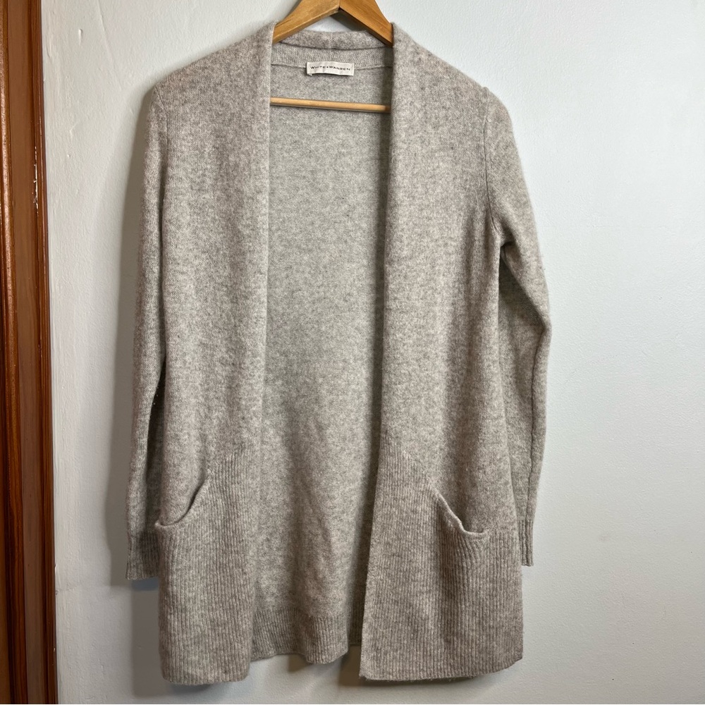 White + Warren Open Sweater Cardigan Light Grey Long Sleeves M/L VGUC